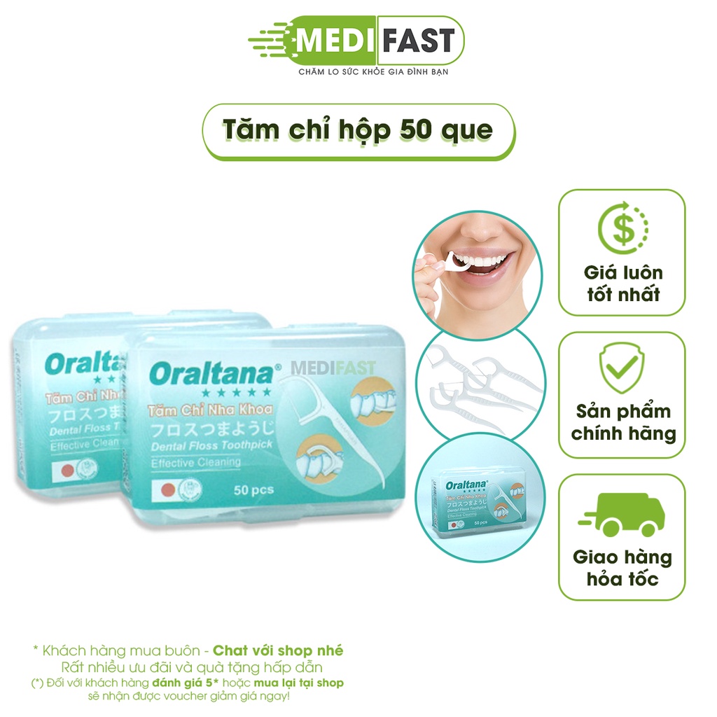Tăm chỉ nha khoa Oraltana từ Nhật Bản - Hộp 50 chiếc - Vệ sinh răng miệng