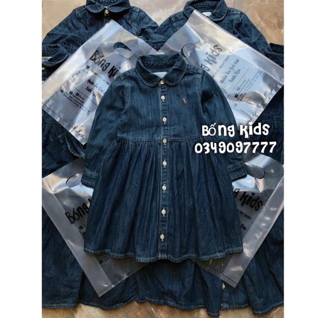 Váy Polo Bé Gái Denim Cúc Giữa 3-5kg