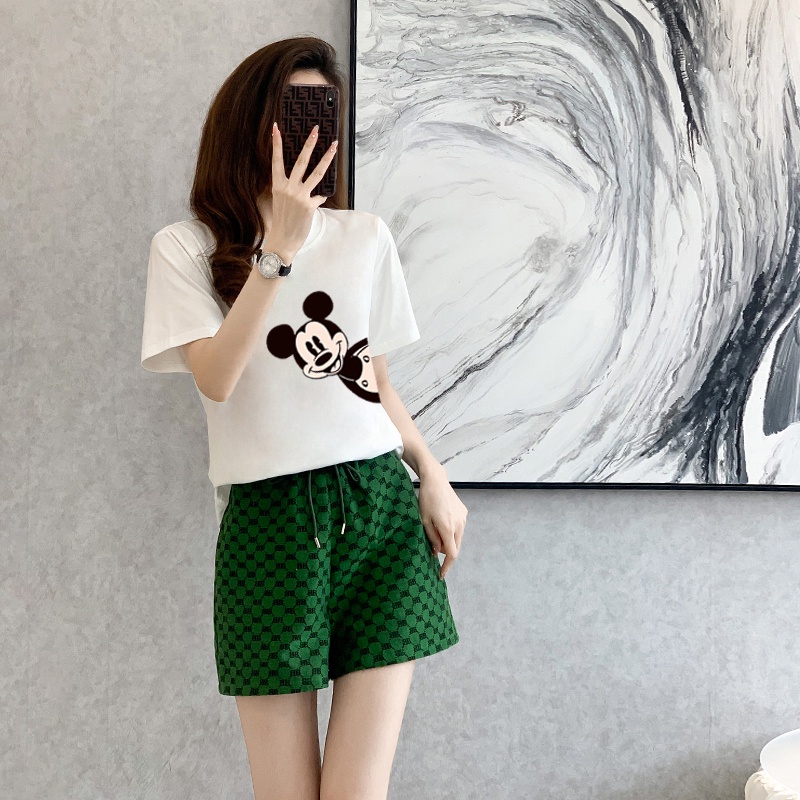 Bộ Đồ Thể Thao Ngắn Tay Dáng Rộng In Hình Hoạt Hình Thời Trang Mùa Hè Dễ Phối Đồ Dành Cho Nữ