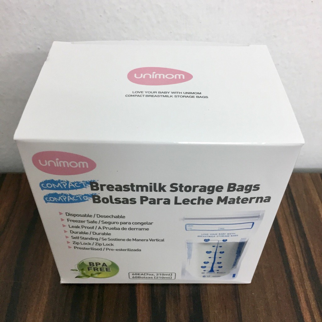 Túi trữ sữa Unimom Compact 210ml hộp 60 túi / 30 túi / 20 túi / 10 túi