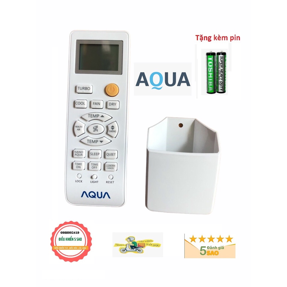 Điều khiển điều hòa AQUA nguyên hộp đế zin theo máy  loại tốt - Tặng kèm pin chính hãng - Remote Aqua