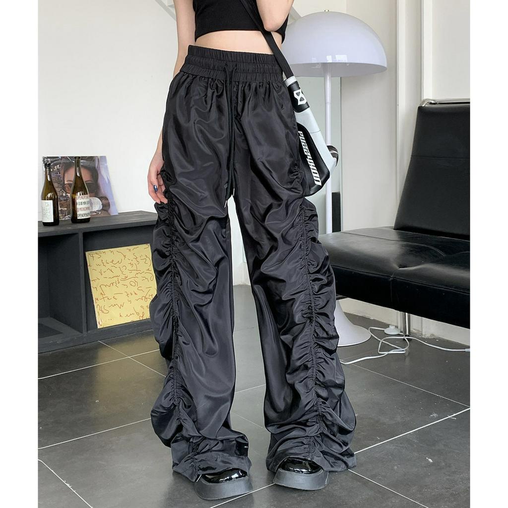 Quần Dài Lưng Cao Dáng Rộng Xếp Ly Thời Trang Xuân Thu Cho Nam Và Nữ