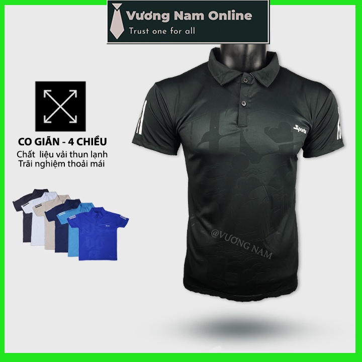 Áo thun nam cổ bẻ thể thao chất thun lạnh vân dập đẹp co giãn 4 chiều VN90B