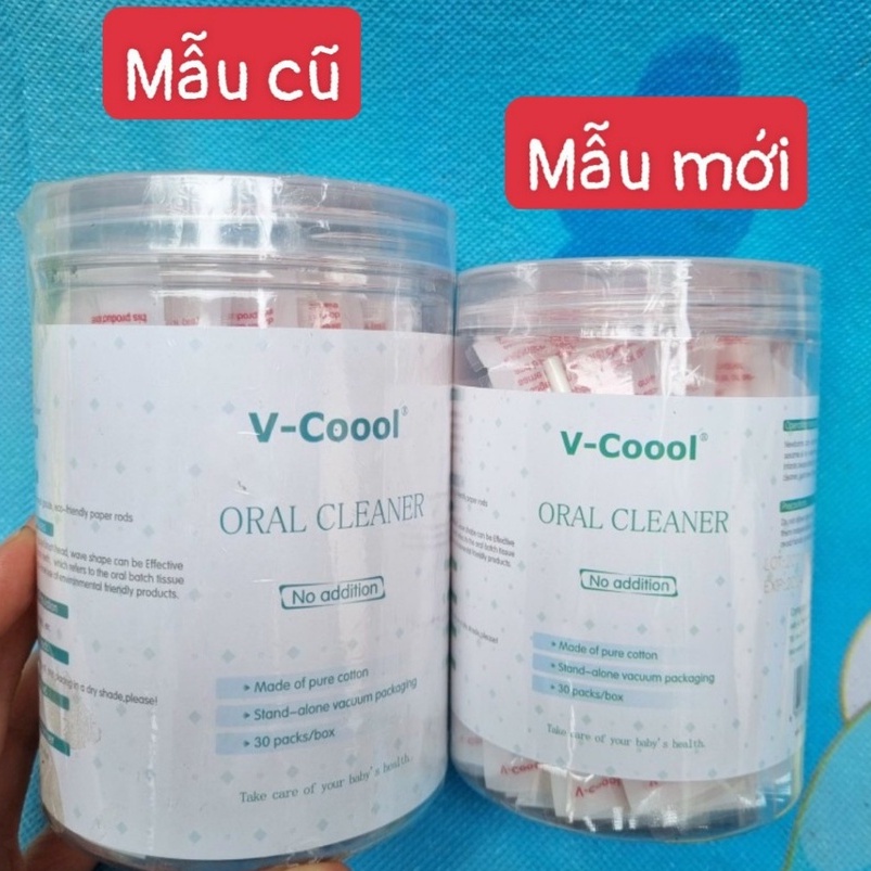 Hộp 30 que tưa lưỡi, rơ lưỡi V-Coool làm sạch lưỡi và khoang miệng cho trẻ sơ sinh