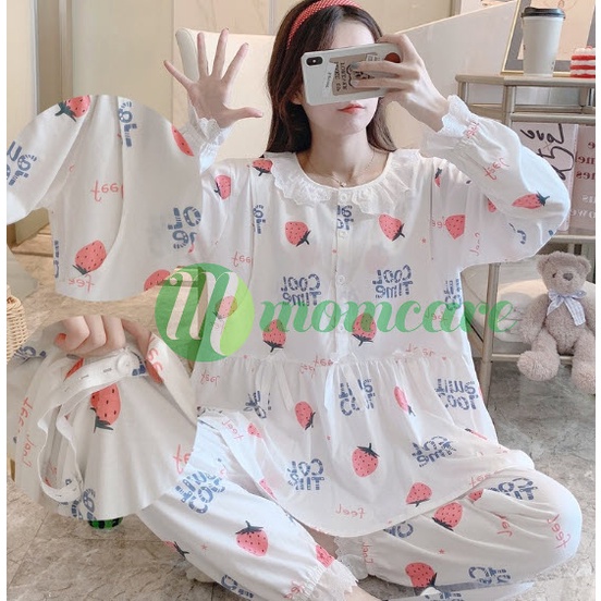 Bộ đồ bầu CỔ BÈO - Đồ sau sinh cho con bú ti dài tay, quần áo cho mẹ thời trang đẹp mặc nhà Cotton mùa hè giá rẻ Bigsize