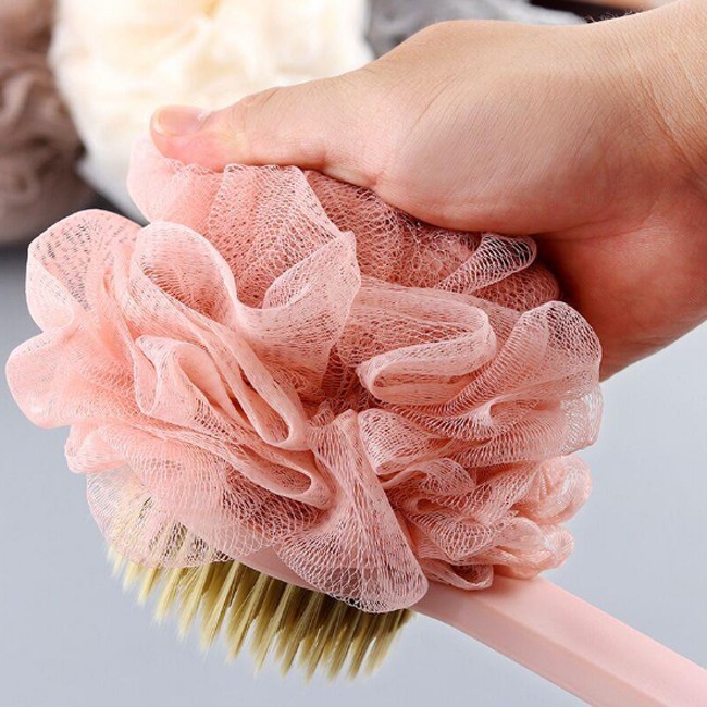 Cây bông tắm chà lưng cán dài massage tẩy tế bào chết