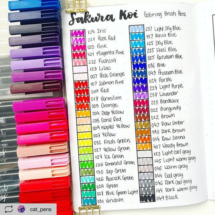 Bút Cọ Sakura KOI Coloring Brush Pen Từ Nhật Bản (BẢNG MÀU 4/4)