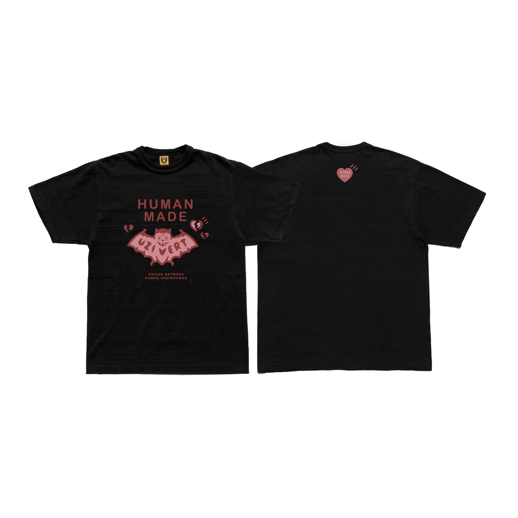 Human Made x UZIVERT joint cartoon bat letter printing tide brand casual couple short-sleeved T-shirt