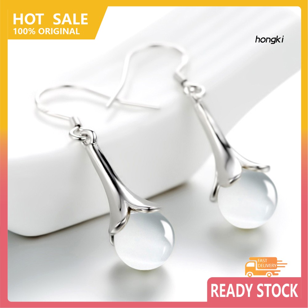 Hoa tai hình hoa đính đá opal nhân tạo thời trang dành cho nữ