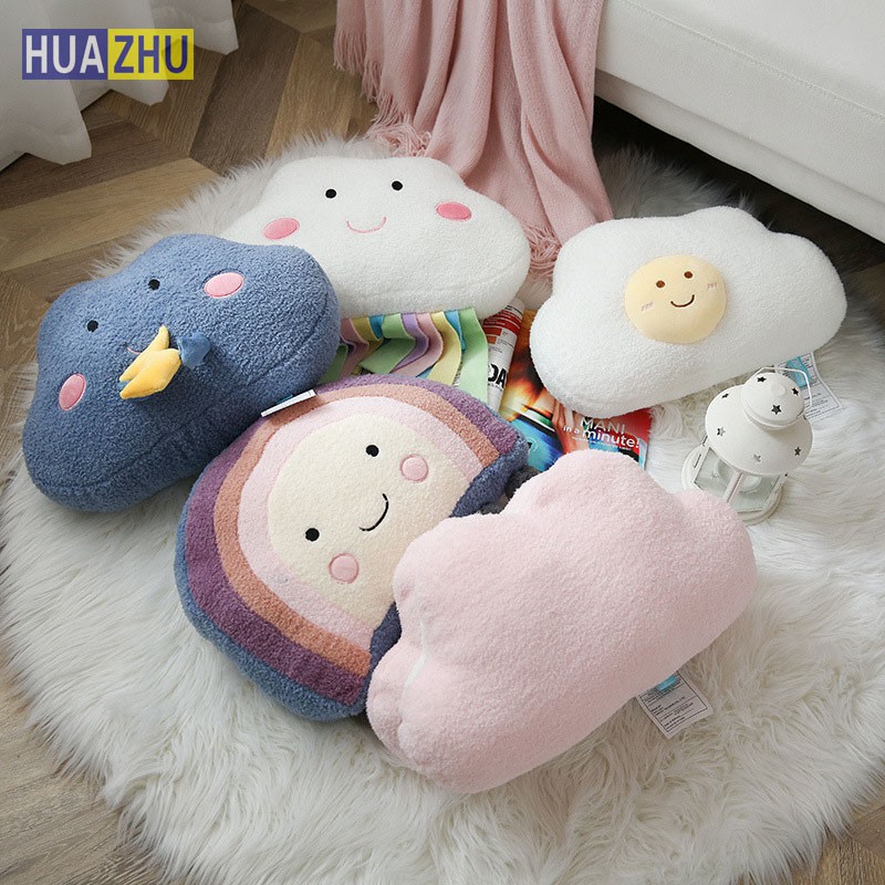 Nordic style cute soft and lovely cloud pillow, heart-shaped decorative cushion for sofa girl, creative weather series pillow