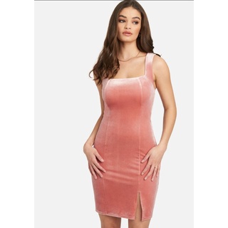 Bebe sequin body dress vnxk đầm bodycon hai dây cổ vuông vải nhũ màu hồng f21 xuất khẩu dư xịn