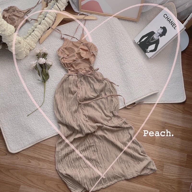 MAXI CHẤT THUN GỢN SÓNG DÂY ĐAN LƯNG