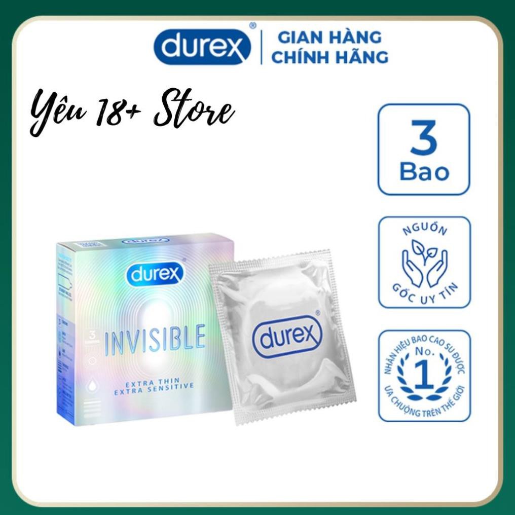 Bao Cao Su Durex Invisible Extra Thin Extra Sensitive 3 bao Siêu Mỏng - Cảm Giác Chân Thật [CHE TÊN Sản Phẩm]