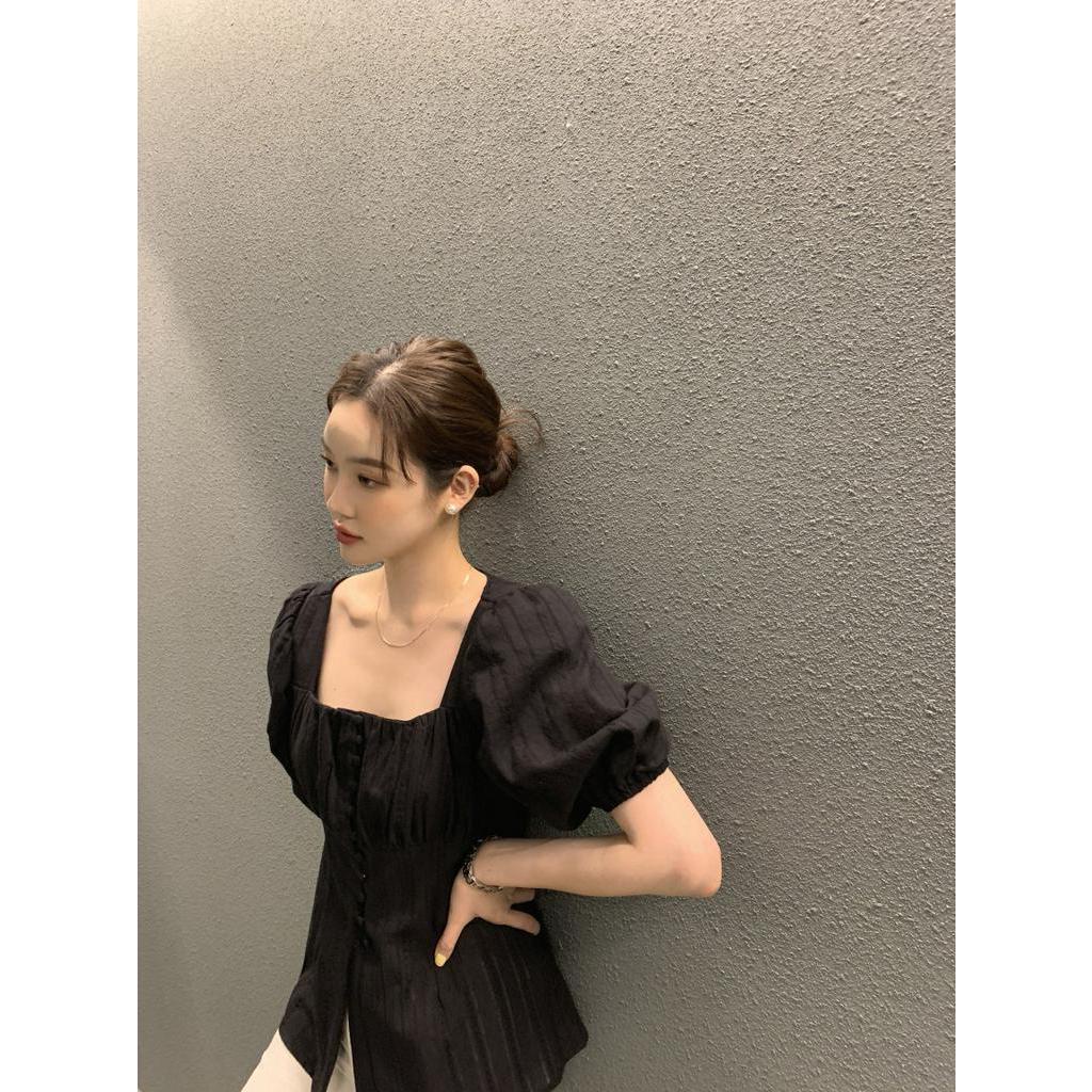 Áo Sơ Mi Ngắn Tay Cổ Vuông Một Hàng Nút Phong Cách Mới Mùa Hè 62775