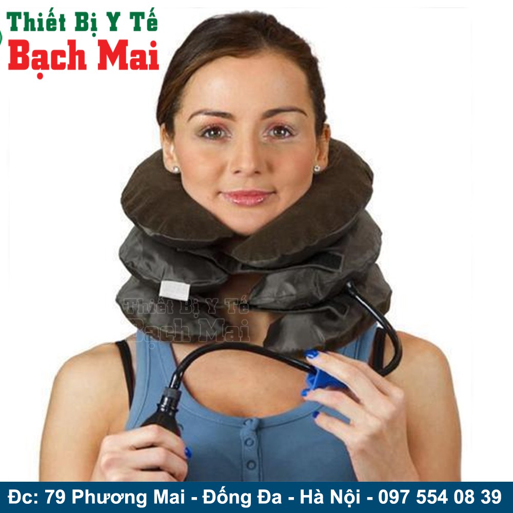 Đai Quấn Cổ Bơm Hơi - Đai Kéo Cổ Điều Trị Đau Mỏi Cổ Gáy