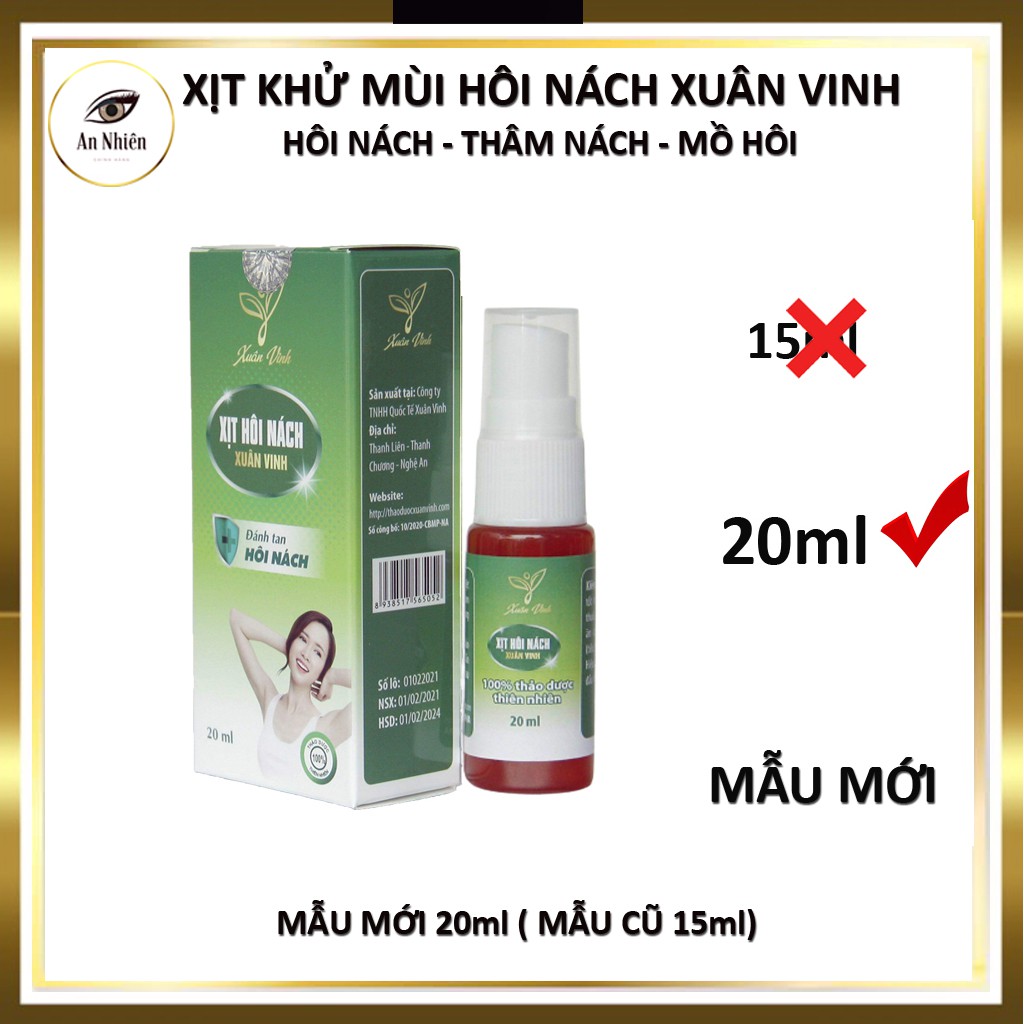Xịt Khử Mùi Hôi Nách Xuân Vinh ✔ Hiệu Quả Mồ Hôi, Hôi Nách 20ml