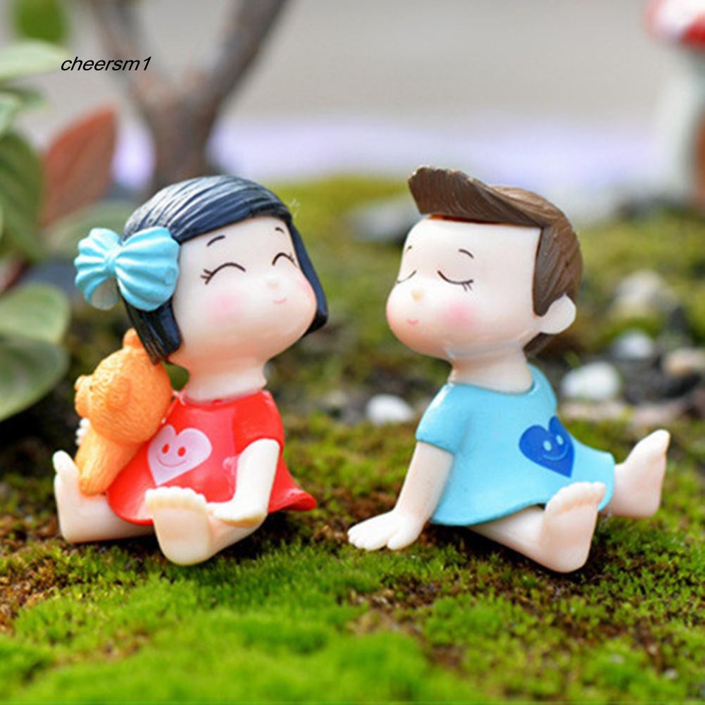 Set 2 tượng mô hình bé trai và bé gái mini dễ thương