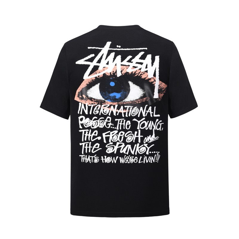 Áo thun tay ngắn cổ tròn dáng rộng in hình đôi mắt phong cách Âu Mỹ thời trang cho nam và nữ