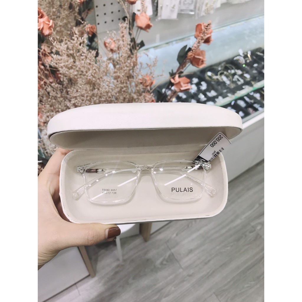 Gọng nhựa trắng trong bản vuông