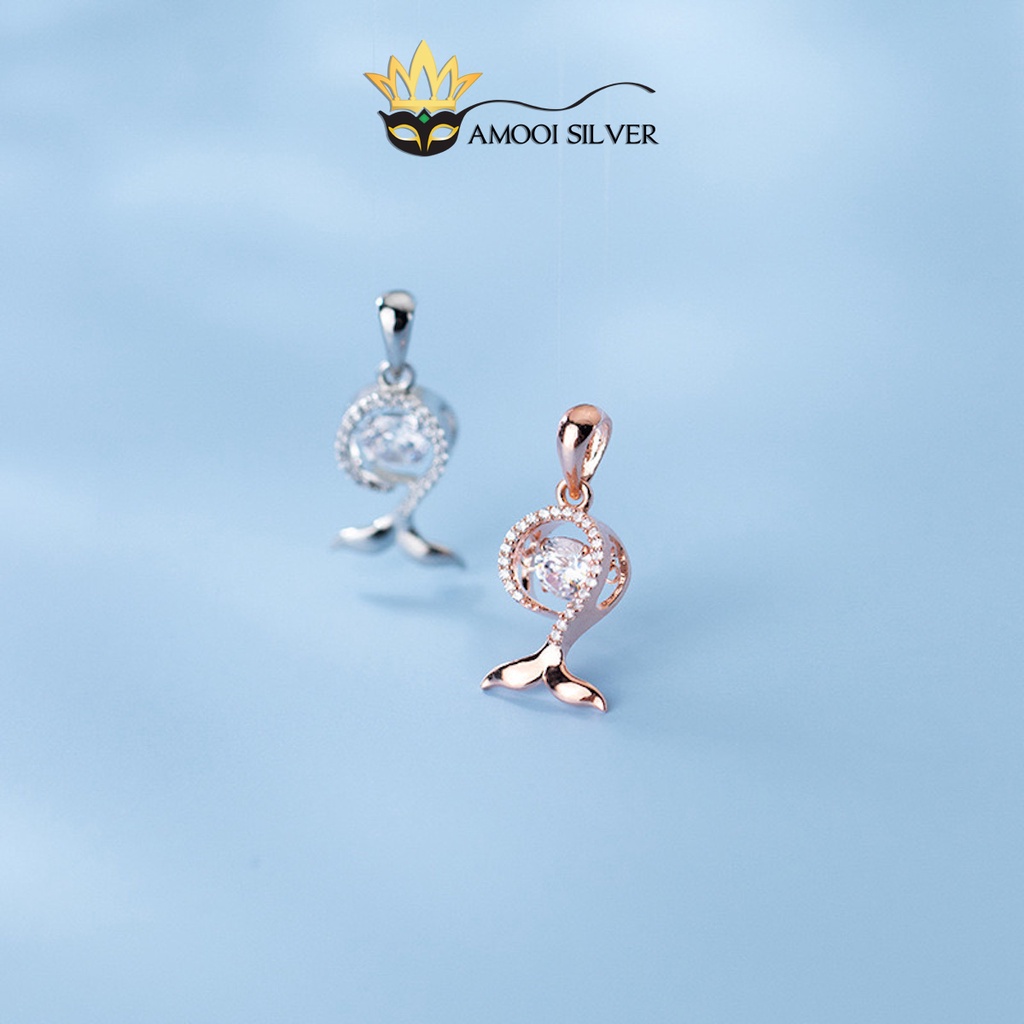Dây chuyền bạc S925 con cá viên đá rung - Amooi Silver AD167