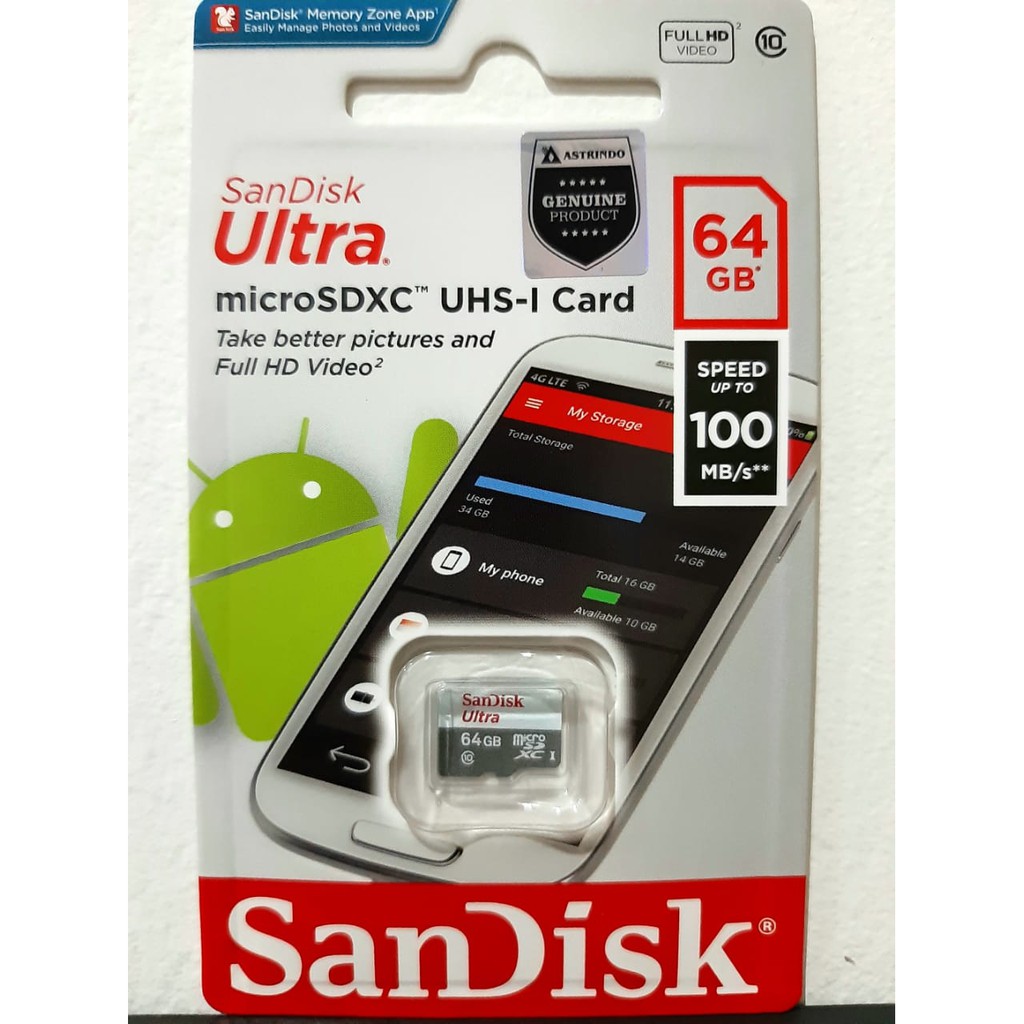 Thẻ nhớ Sandisk Ultra Micro SD 32GB 64GB 128GB 100Mbps CLASS 10 SDHC SDXC