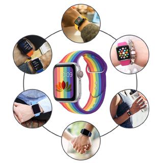 Dây Đeo Silicon Màu Cầu Vồng Cho Đồng Hồ Thông Minh Apple Watch 5 / 4 / 3 / 2 / 1 38mm 40mm 42mm 44m