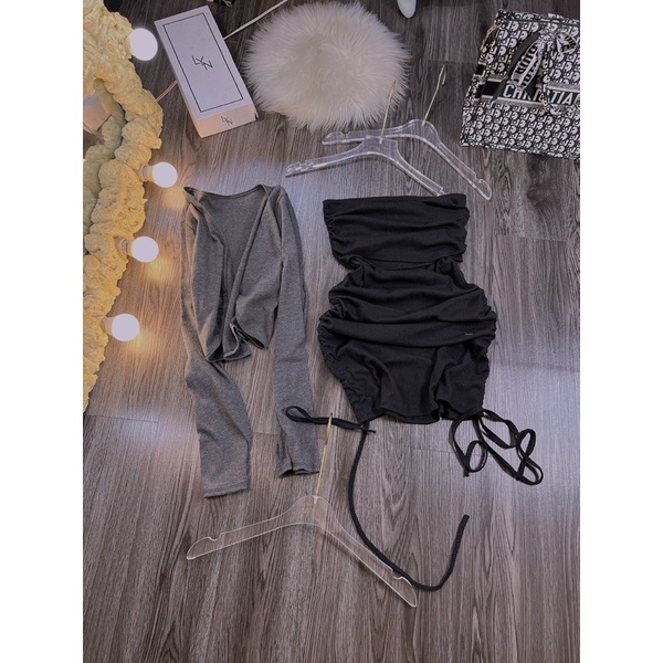 -LAROSA.clothing- Set Đầm Ống Rút Dây Kèm Khoác