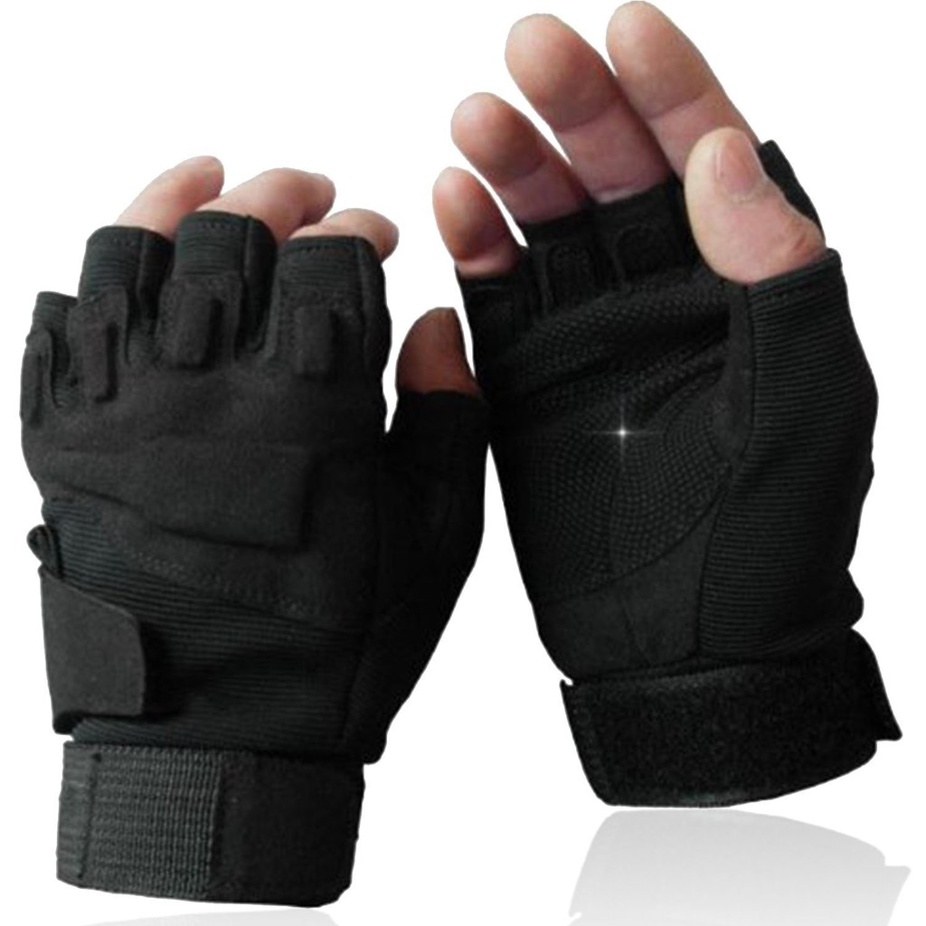 Găng tay xe máy cụt ngón có gù, bao tay hở ngón đi phượt mùa đông -  BLACK HAWK