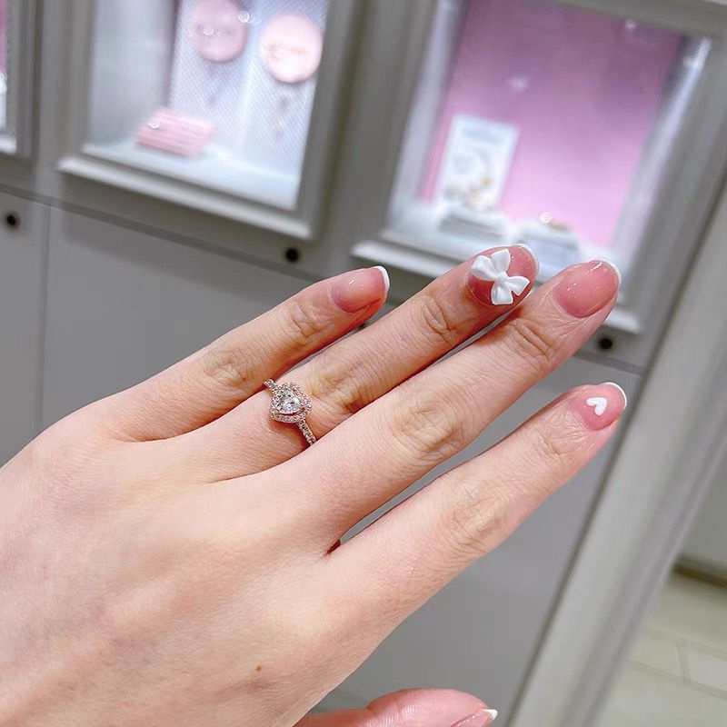 Nhẫn Đính Hôn Bạc 925 Hình Trái Tim Đính Đá Cz Pandora