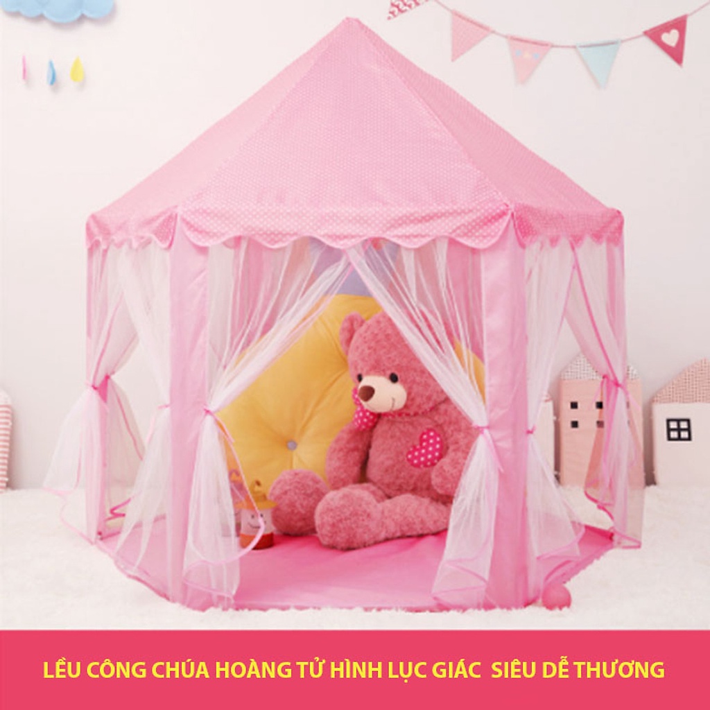 Lều lục giác Công Chúa Hoàng Tử Cho Bé Yêu - Hàng chính hãng