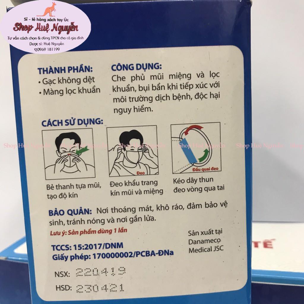 chiếc Khẩu trang y tế Kobee tiệt trùng bằng khí E.O.GAS ( đóng 1 cái 1 túi- hộp 50 cái)