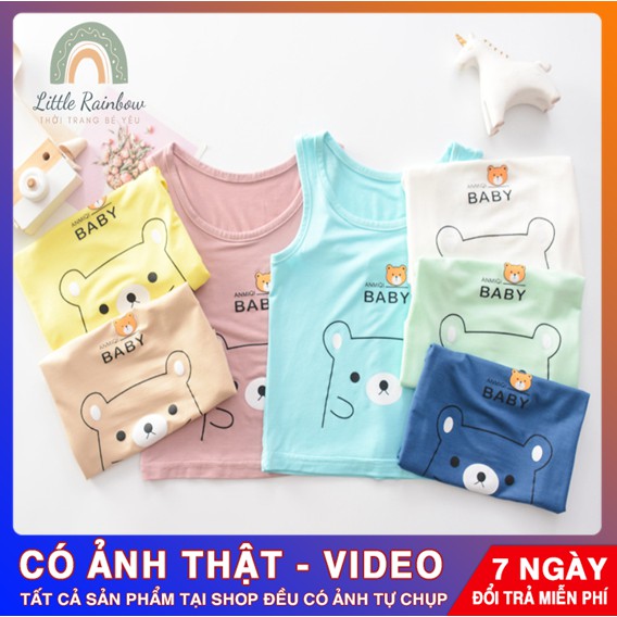 [HÀNG LOẠI 1] Áo ba lỗ 100% cotton in hình gấu cho bé từ 1 đến 8 tuổi