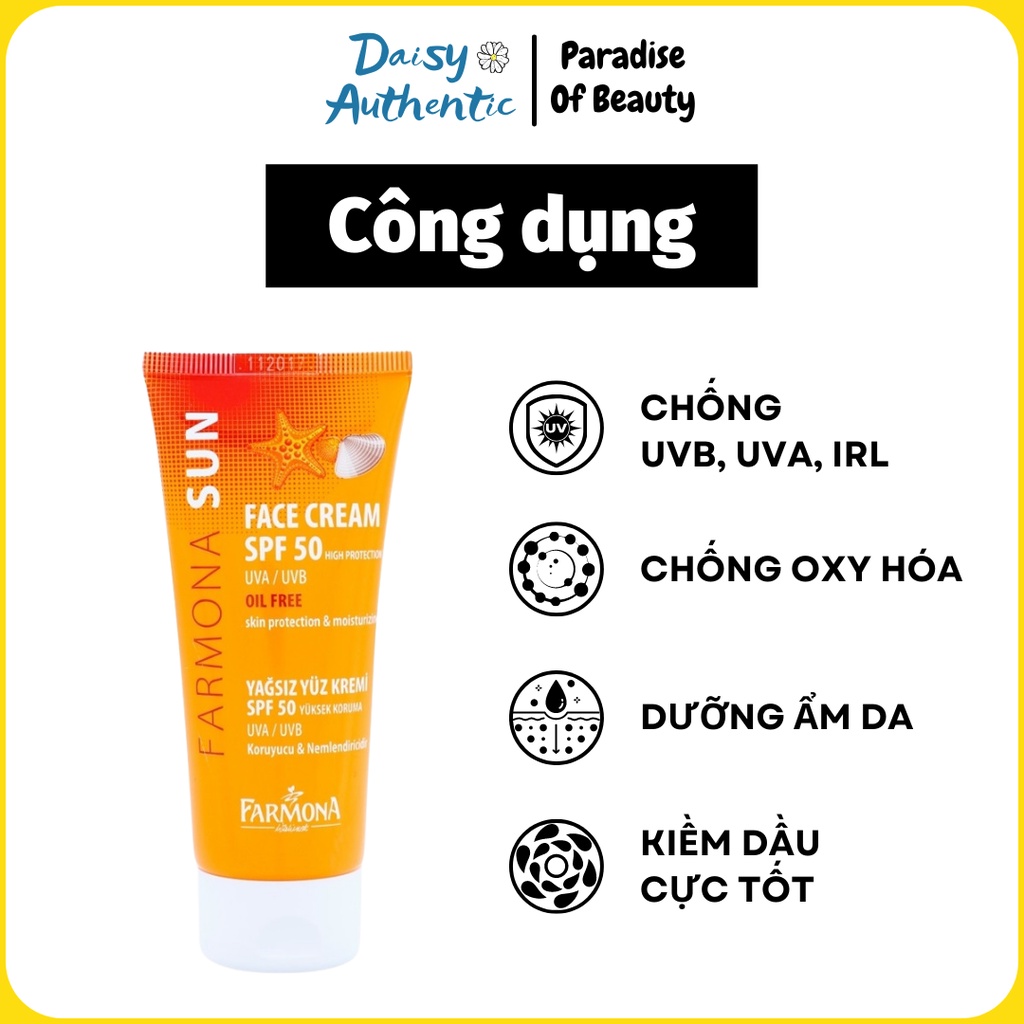 Kem chống nắng FARMONA SUN cho da nhạy cảm, dầu mụn, không gây kích ứng da 50ml