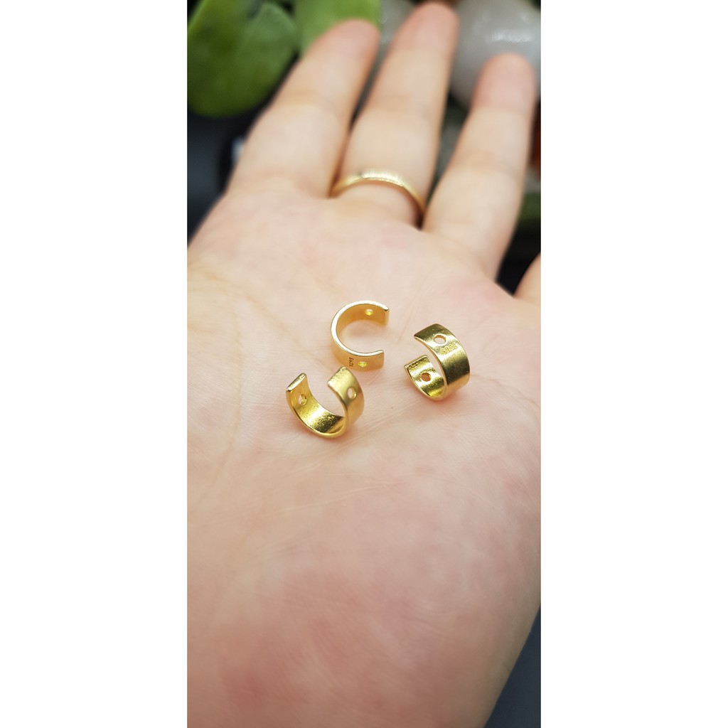 Charm Bọc hạt Bạc S925 mạ Vàng phồi vòng tay, làm mặt dây chuyền