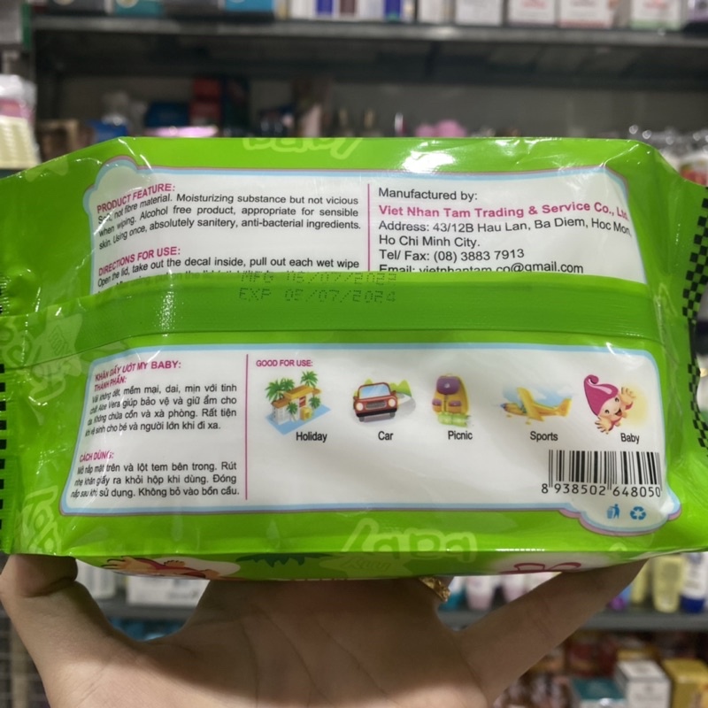 (Gói 80 tờ)Khăn ướt HELLO KITTY . Chống hăm , chống  rôm sảy.
