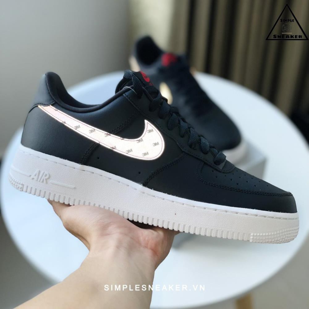 Giày Nike AF1 Chính Hãng  🔴FREESHIP🔴Nike Air Force 1 Core Black 3M - Phản Quang Cực Đẹp Xịn