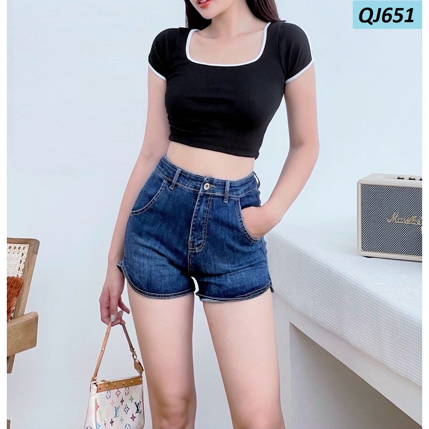 Quần Đùi Jeans Lưng Siêu Cao Co Giãn Ôm Dáng QJ651