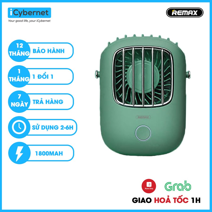 Quạt cầm tay mini cute, quạt đeo cổ tích điện mini cute hàng chính hãng ICYBERNET REMAX F36