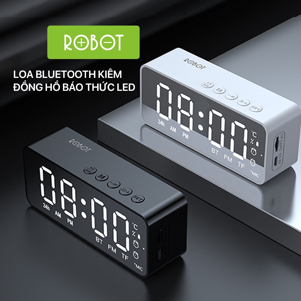 Loa Bluetooth Đa Năng 5.0 ROBOT RB150 Màn Hình LED Kiêm Đồng Hồ Báo Thức Hỗ Trợ Cổng AUX Thẻ Nhớ Hàng Chính Hãng