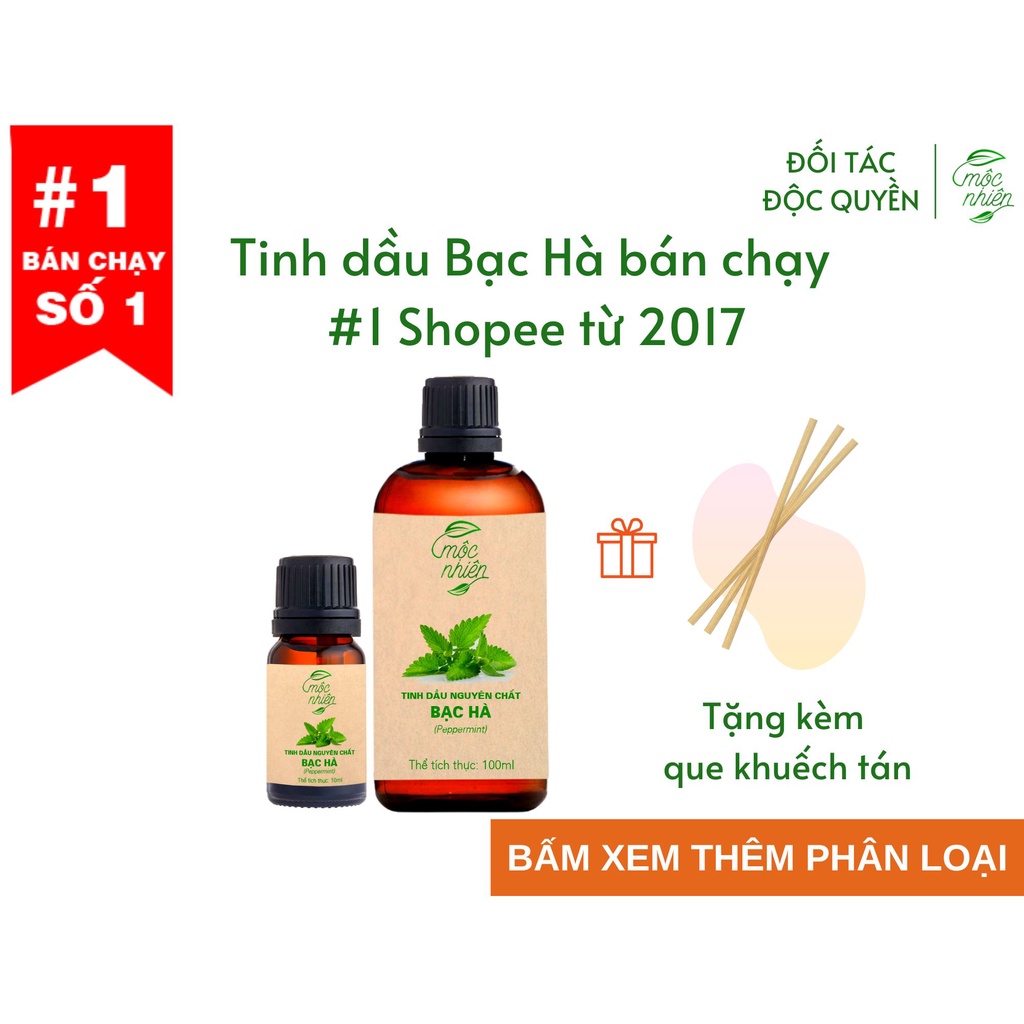 Tinh dầu Bạc Hà Mộc Nhiên nguyên chất có kiểm định tặng kèm que khuếch tán