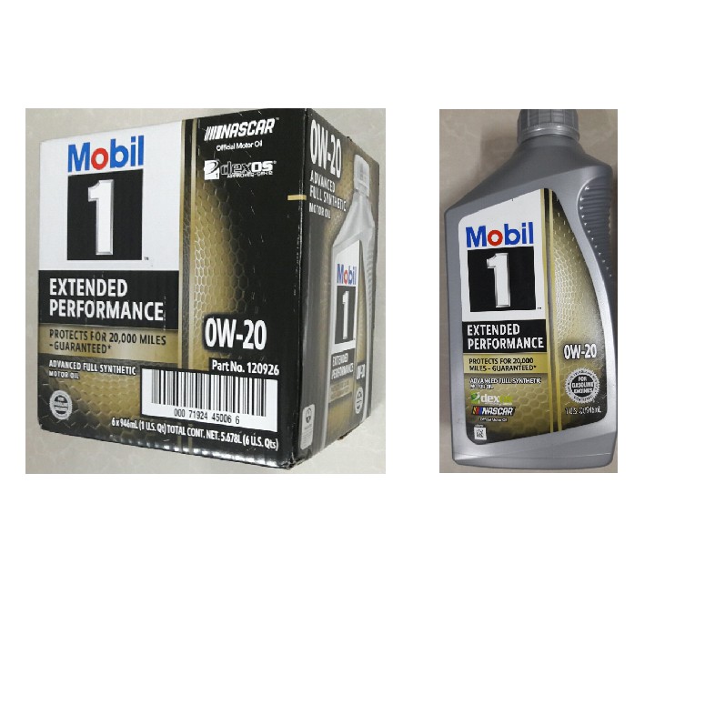 Thùng 6 chai  Dầu nhớt Mobil 1 0W-20 EP 946ml - Dầu nhớt Mobil nhập khẩu Mỹ