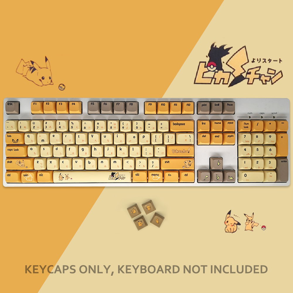 Keycap XDA PIKACHU Thick PBT Dyesub 108 Phím Cho Bàn Phím Cơ Của EZPC