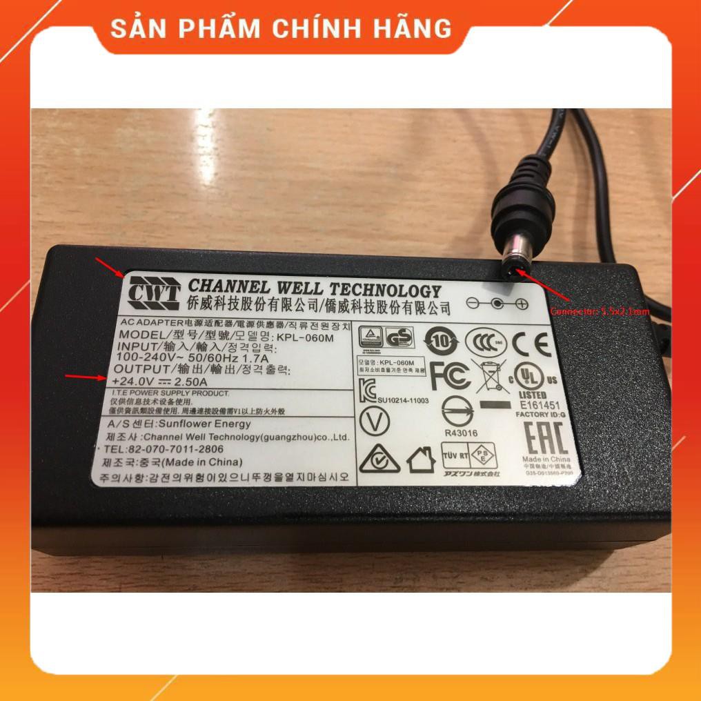 Adapter nguồn CWT KPL060M 24V 2.5A 60W dailyphukien