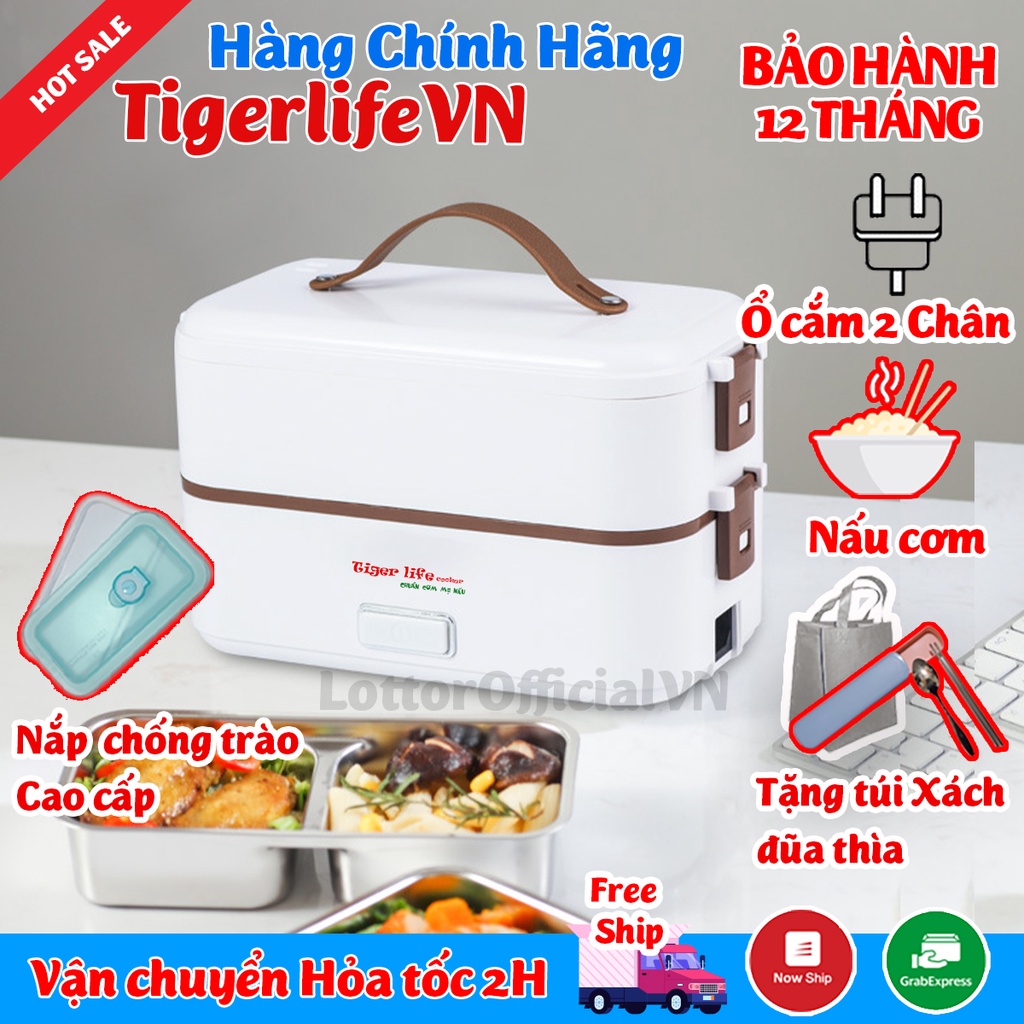 Hộp cơm cắm điện  - hộp cơm giữ nhiệt nấu cơm hâm nóng đồ ăn đã năng Tặng Túi xách đũa thìa