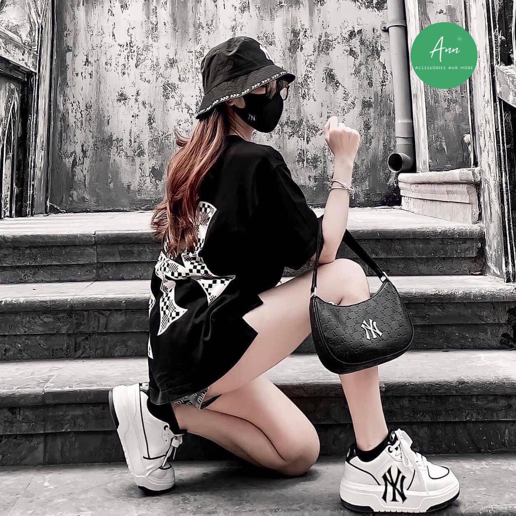 Túi Kẹp Nách MLB, Túi Xách Nữ NY, Chất Liệu Da PU Cao Cấp, Size 20cm, Sẵn 2 màu Đen-Trắng, Hàng Quảng Châu Loại 1