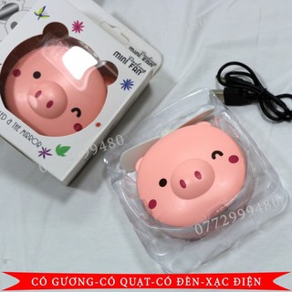 [HOT SALE] Quạt mini hình thú dễ thương có đèn Led trang điểm