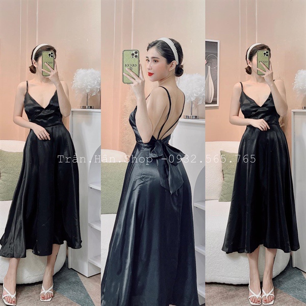 Váy lụa nữ 2 dây hở lưng sexy quyến rủ gợi cảmITrần Hân Shop 3007065