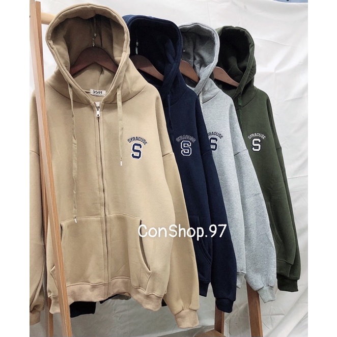 Áo Khoác Nỉ Bông Kéo Khóa Thêu Chữ S | BigBuy360 - bigbuy360.vn