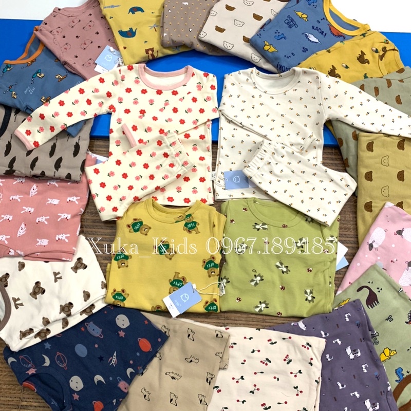 (SALE) Bộ Quần Áo dài tay thu đông [AMBB.Kids] Bộ Mặc Nhà Bé Gái bé trai Style Hàn | Cotton co giãn không bai xù