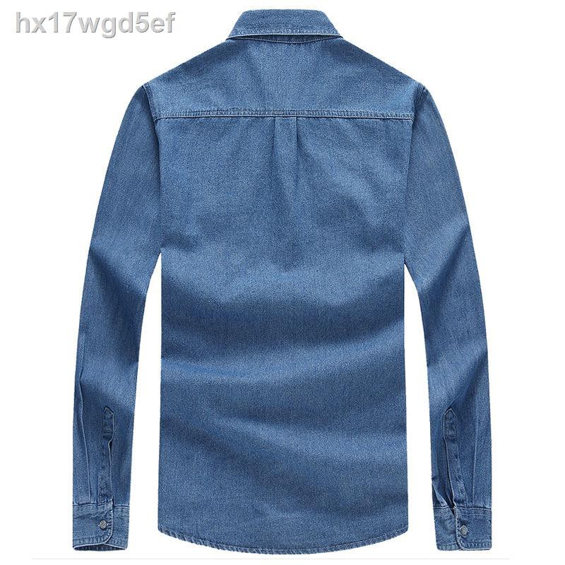 ►♘Áo khoác denim trung niên bố nam mỏng ngoài dài tay ông nội bông cho người lớn tuổi